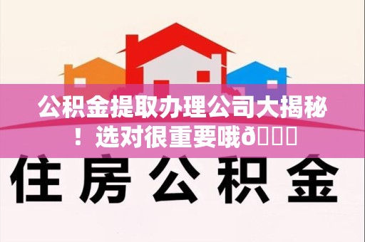 长泰公积金提取办理公司大揭秘！选对很重要哦😎